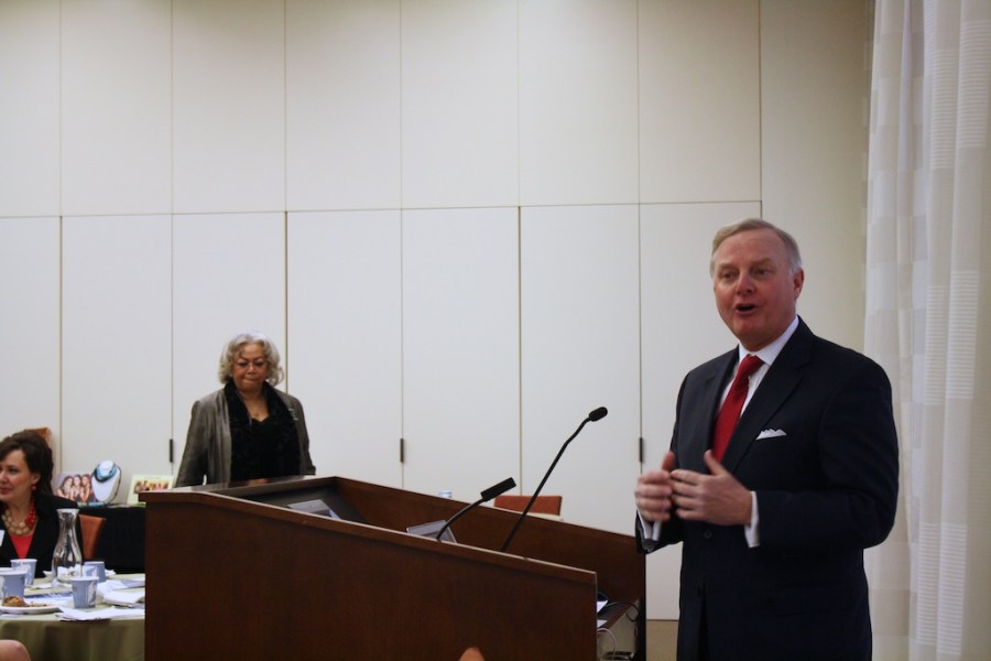 Judge Sven Erik Holmes welcomes WNSF Summit participants to KPMG