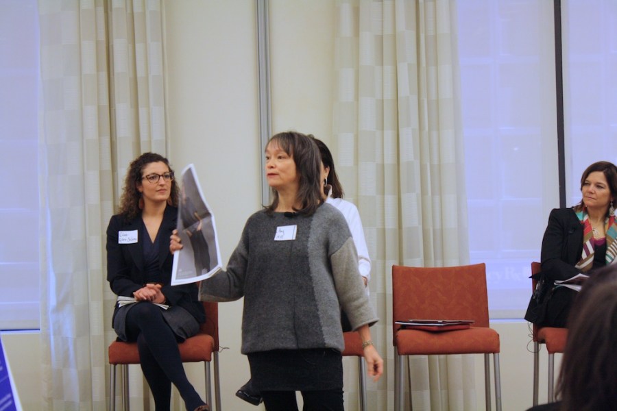 Sustainable Consumption initiatives with panelists: Celine Solsken Ruben-Salama of American Express, Irene Narissi McLaughlin of SAME SKY, Amy Hall of Eileen Fisher, and Chantal Line Carpentier of the United Nations.